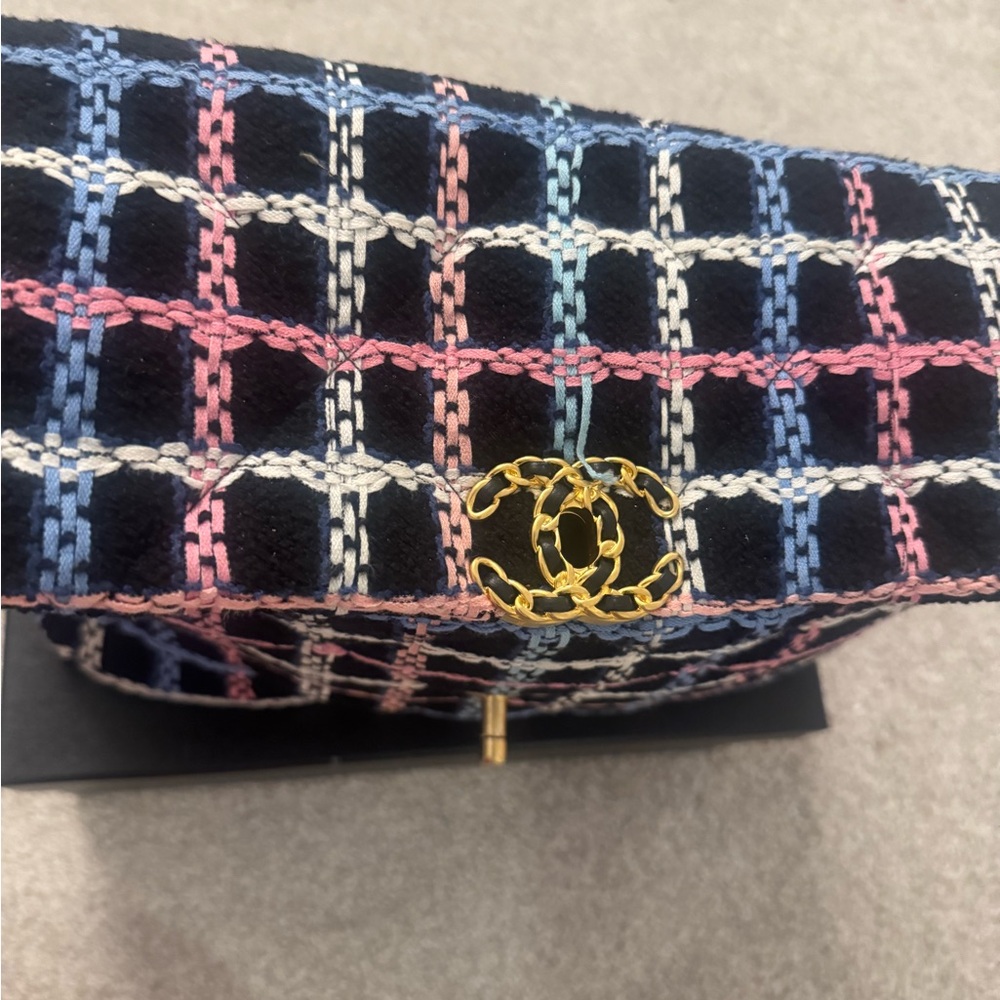 Chanel Tweed Bag with Multicolor Check Pattern